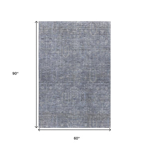 HomeRoots 5' X 8' Southwestern Washable Area Rug - Durable, UV-Protected, Stylish Blue & Gray for Homes 665387