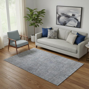 HomeRoots 5' X 8' Southwestern Washable Area Rug - Durable, UV-Protected, Stylish Blue & Gray for Homes 665387
