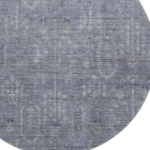 HomeRoots 8' Blue And Gray Southwestern Round Rug - Washable, UV Protected, Stain Resistant for Family Spaces 665388