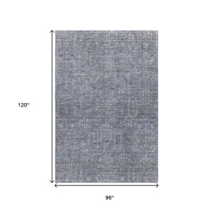 HomeRoots 8' X 10' Southwestern Blue & Gray Washable Area Rug with UV Protection for Stylish Homes 665389