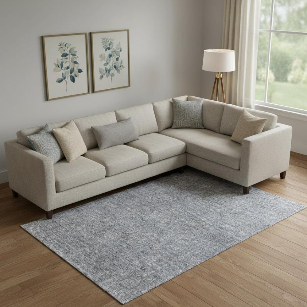 HomeRoots 8' X 10' Southwestern Blue & Gray Washable Area Rug with UV Protection for Stylish Homes 665389