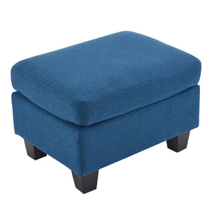 English Elm Upholstered Compact Ottoman with Birch Legs Padded Footrest for Living Room Decor Navy Blue N757P377351N