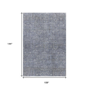 HomeRoots 9' X 12' Blue and Gray Southwestern Washable Area Rug - Durable, UV Protected, Stylish for Any Space 665390