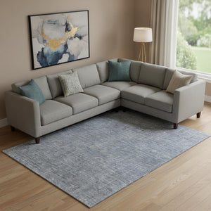 HomeRoots 9' X 12' Blue and Gray Southwestern Washable Area Rug - Durable, UV Protected, Stylish for Any Space 665390