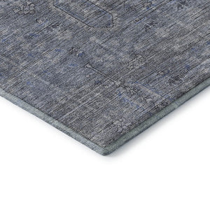 HomeRoots 9' X 12' Blue and Gray Southwestern Washable Area Rug - Durable, UV Protected, Stylish for Any Space 665390