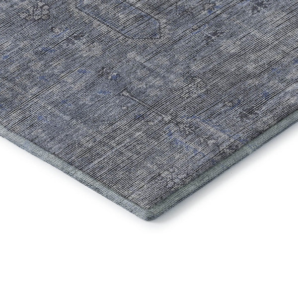 HomeRoots 9' X 12' Blue and Gray Southwestern Washable Area Rug - Durable, UV Protected, Stylish for Any Space 665390