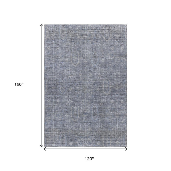 HomeRoots 10' Southwestern Blue and Gray Washable Area Rug – UV Protected, Stain Resistant, Perfect for High Traffic Spaces 665391