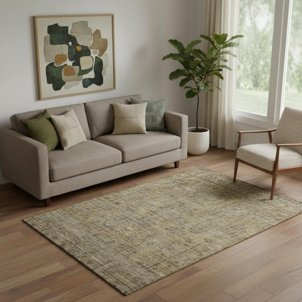HomeRoots 5' X 8' Southwestern Brown and Beige Washable Area Rug with UV Protection for Busy Homes 665393