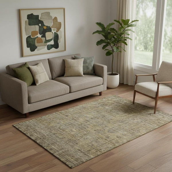 HomeRoots 5' X 8' Southwestern Brown and Beige Washable Area Rug with UV Protection for Busy Homes 665393