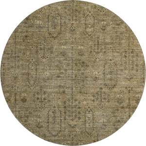 HomeRoots 8' Brown and Beige Southwestern Round Rug - Washable, UV Protected, Stain Resistant for Every Home 665394