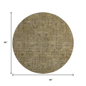 HomeRoots 8' Brown and Beige Southwestern Round Rug - Washable, UV Protected, Stain Resistant for Every Home 665394