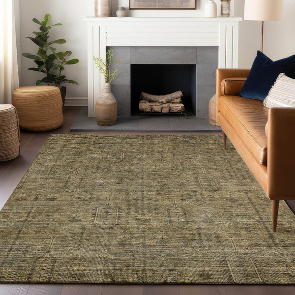 HomeRoots 9' X 12' Brown and Beige Southwestern Area Rug - Durable, Washable, UV Protected for Busy Homes 665396