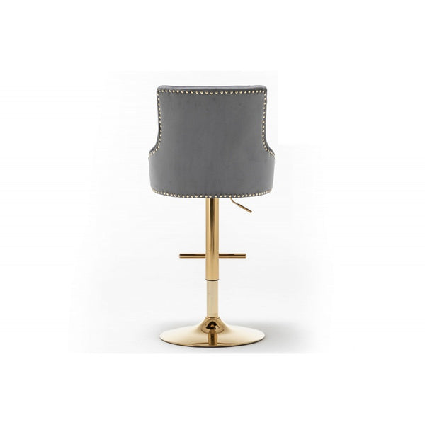 English Elm Adjustable Faux Leather Swivel Barrel Chair with Chrome Base — Modern Upholstered Counter Seat, Ergonomic Comfort & Height Range Gray 28 L x 22 W x 21 H B011P356330