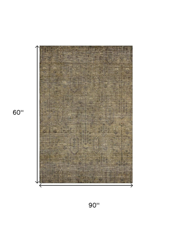HomeRoots 10' Southwestern Washable Area Rug in Brown & Beige - Durable, UV-Protected, Perfect for Busy Homes! 665397