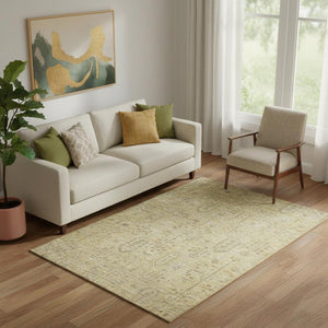 HomeRoots 5' X 8' Gold And Taupe Southwestern Area Rug - Durable, Washable, UV-Resistant for High-Traffic Spaces 665399