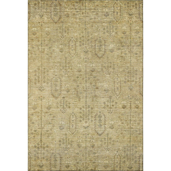 HomeRoots 5' X 8' Gold And Taupe Southwestern Area Rug - Durable, Washable, UV-Resistant for High-Traffic Spaces 665399