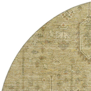 HomeRoots 8' Gold and Taupe Southwestern Washable Round Rug - Durable, UV Protected, and Stain-Resistant Design 665400