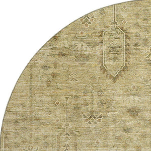 HomeRoots 8' Gold and Taupe Southwestern Washable Round Rug - Durable, UV Protected, and Stain-Resistant Design 665400