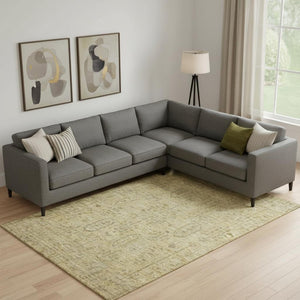 HomeRoots 8' X 10' Gold and Taupe Southwestern Area Rug - Washable, UV-Protected, Durable for Homes with Kids & Pets 665401