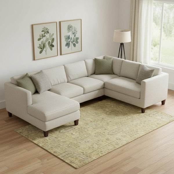 HomeRoots 9' X 12' Gold and Taupe Southwestern Area Rug – Durable, UV-Protected, Kid & Pet Friendly Design! 665402