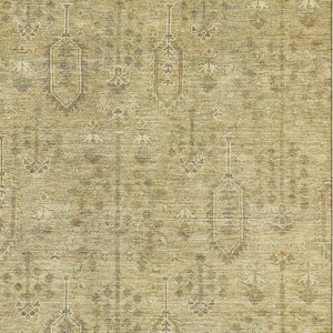 HomeRoots 9' X 12' Gold and Taupe Southwestern Area Rug – Durable, UV-Protected, Kid & Pet Friendly Design! 665402