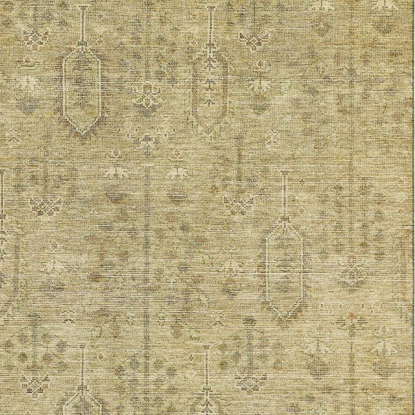 HomeRoots 9' X 12' Gold and Taupe Southwestern Area Rug – Durable, UV-Protected, Kid & Pet Friendly Design! 665402