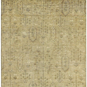 HomeRoots 9' X 12' Gold and Taupe Southwestern Area Rug – Durable, UV-Protected, Kid & Pet Friendly Design! 665402