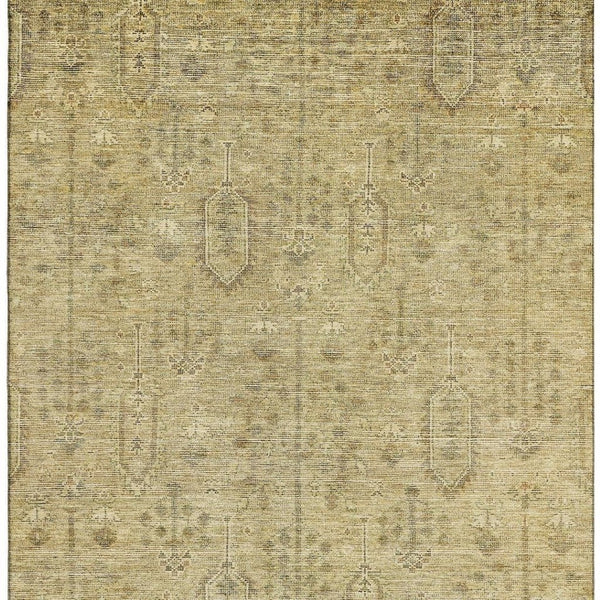 HomeRoots 9' X 12' Gold and Taupe Southwestern Area Rug – Durable, UV-Protected, Kid & Pet Friendly Design! 665402