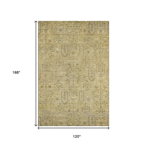 HomeRoots 10' X 14' Gold And Taupe Southwestern Area Rug - Durable, Washable, UV Protected for High-Traffic Spaces 665403