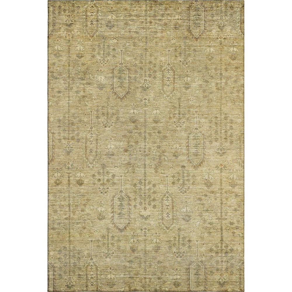 HomeRoots 10' X 14' Gold And Taupe Southwestern Area Rug - Durable, Washable, UV Protected for High-Traffic Spaces 665403