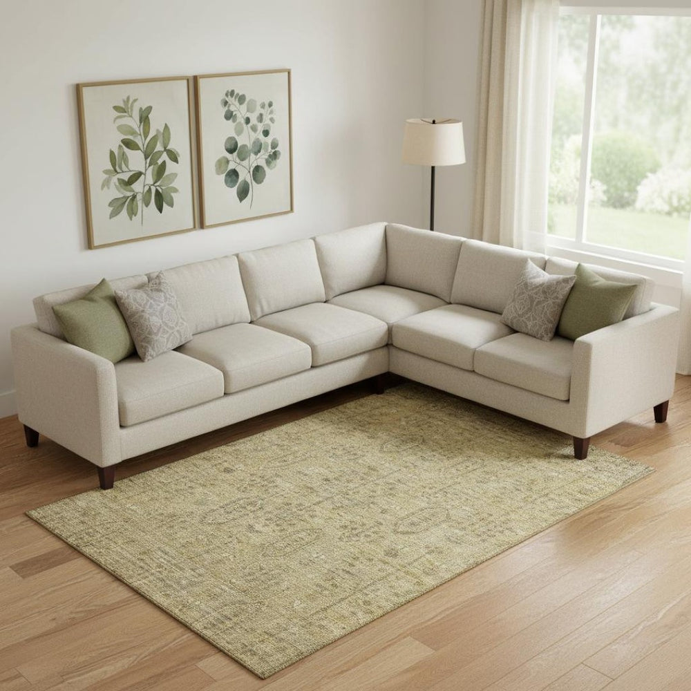 HomeRoots 10' X 14' Gold And Taupe Southwestern Area Rug - Durable, Washable, UV Protected for High-Traffic Spaces 665403