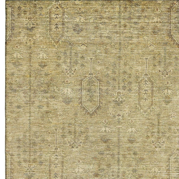 HomeRoots 10' X 14' Gold And Taupe Southwestern Area Rug - Durable, Washable, UV Protected for High-Traffic Spaces 665403