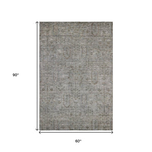 HomeRoots 5' X 8' Granite Gray & Silver Southwestern Area Rug - Durable, Stain-Resistant, UV Protected Design 665405