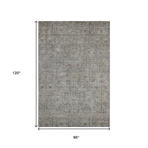 HomeRoots 8' X 10' Southwestern Washable Area Rug in Granite Gray & Silver – Durable, Stain-Resistant Design! 665407
