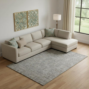 HomeRoots 9' X 12' Southwestern Area Rug in Granite Gray & Silver - Washable, UV-Protected, Durable Design 665408