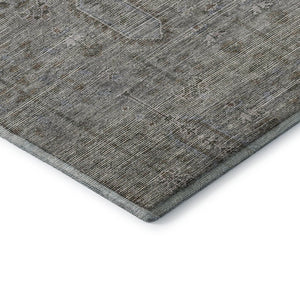 HomeRoots 9' X 12' Southwestern Area Rug in Granite Gray & Silver - Washable, UV-Protected, Durable Design 665408