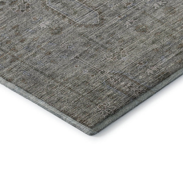 HomeRoots 9' X 12' Southwestern Area Rug in Granite Gray & Silver - Washable, UV-Protected, Durable Design 665408