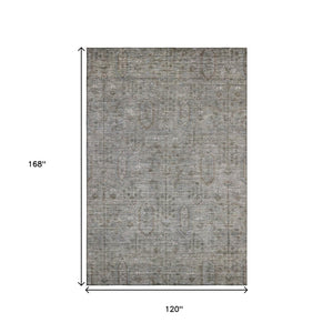 HomeRoots 10' X 14' Granite Gray Southwestern Area Rug - Durable, Washable, UV-Protected, Stylish & Stain-Resistant! 665409