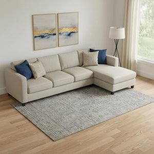 HomeRoots 10' X 14' Granite Gray Southwestern Area Rug - Durable, Washable, UV-Protected, Stylish & Stain-Resistant! 665409
