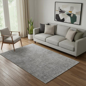 HomeRoots 5' X 8' Gray & Silver Southwestern Area Rug - Washable, UV-Protected, Stain-Resistant & Cozy! 665411