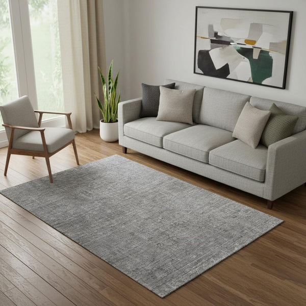 HomeRoots 5' X 8' Gray & Silver Southwestern Area Rug - Washable, UV-Protected, Stain-Resistant & Cozy! 665411