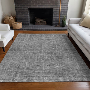 HomeRoots 8' X 10' Gray and Silver Southwestern Area Rug - Durable, Washable, UV Protected for Homes & Patios 665413