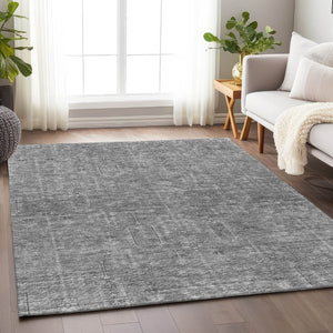 HomeRoots 8' X 10' Gray and Silver Southwestern Area Rug - Durable, Washable, UV Protected for Homes & Patios 665413