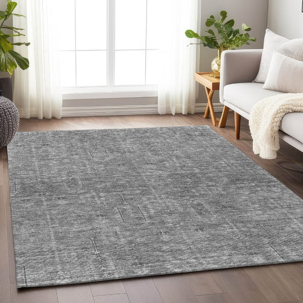 HomeRoots 8' X 10' Gray and Silver Southwestern Area Rug - Durable, Washable, UV Protected for Homes & Patios 665413