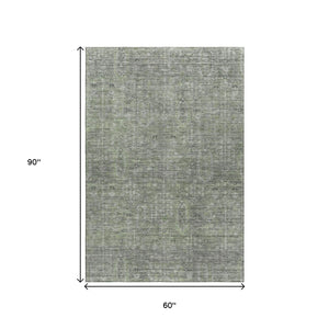 HomeRoots 5' X 8' Southwestern Area Rug in Green and Gray - Washable, UV-Protected, Durable for Homes 665417