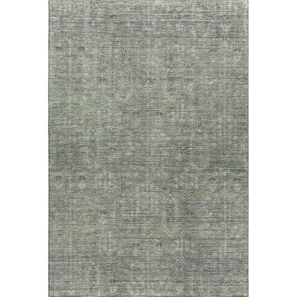 HomeRoots 5' X 8' Southwestern Area Rug in Green and Gray - Washable, UV-Protected, Durable for Homes 665417