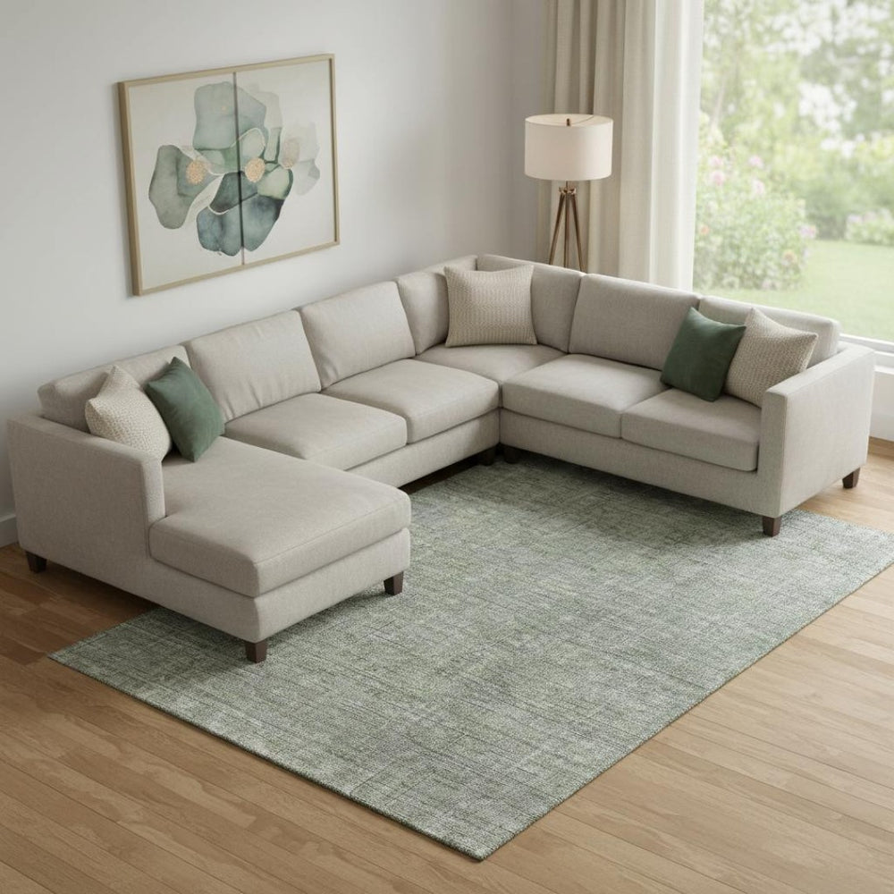 HomeRoots 8' X 10' Southwestern Green and Gray Area Rug - Washable, UV Protected, Stylish and Durable Design 665419