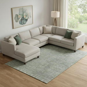 HomeRoots 8' X 10' Southwestern Green and Gray Area Rug - Washable, UV Protected, Stylish and Durable Design 665419