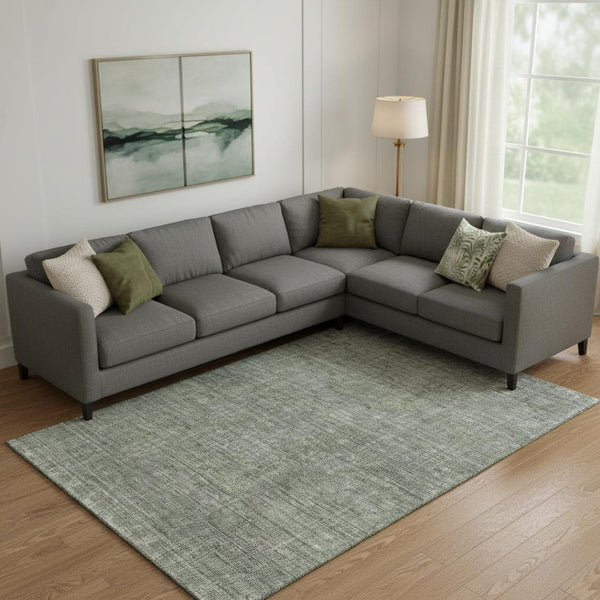 HomeRoots 9' X 12' Southwestern Green & Gray Area Rug – Washable, UV-Protected, Stain-Resistant Design for Home 665420