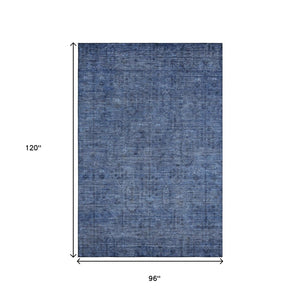 HomeRoots 8' X 10' Navy Blue & Gray Southwestern Area Rug - Washable, UV Protected, Stain Resistant Design 665425